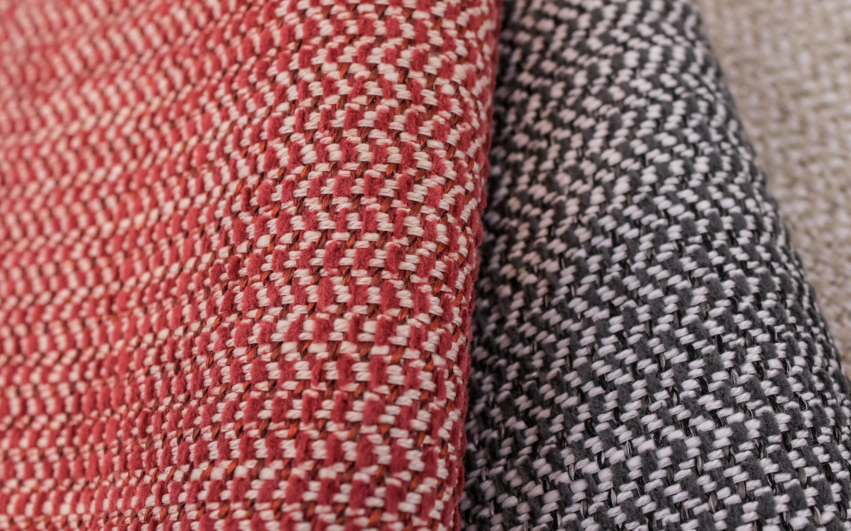 Garwood Indoor Outdoor Performance Textile | Red Herringbone Inside Out Performance Fabric Bleach Cleanable