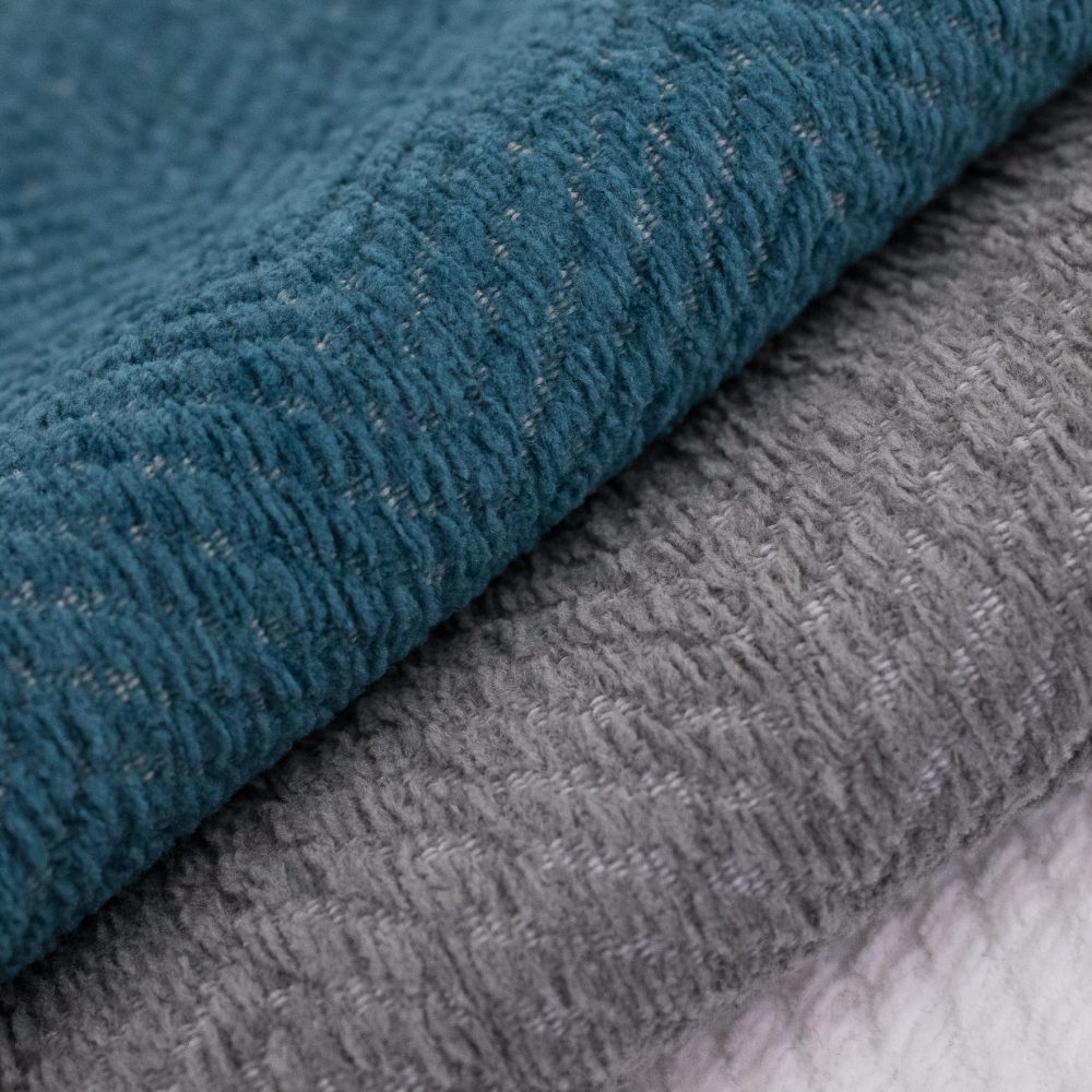 Justify Indoor Outdoor Performance Textile | Blue Plush Herringbone Inside Out Performance Fabric Bleach Cleanable